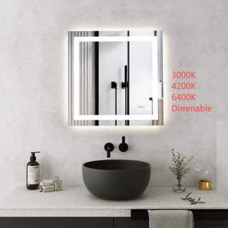 Riven 30x30 LED Mirror, Adjustable Color 3000K/4200K/6400K