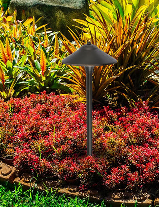 Outdoor 12V Cast Brass path light 9 inch Wide x 24 inch High in Dark Bronze