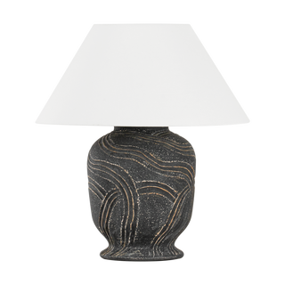 Pecola TABLE LAMP with Patina Brass/Ceramic Windswept Ash Finish