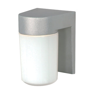 1 Light - 8" - Utility; Wall Mount - With White Glass Cylinder - Satin Aluminum Finish