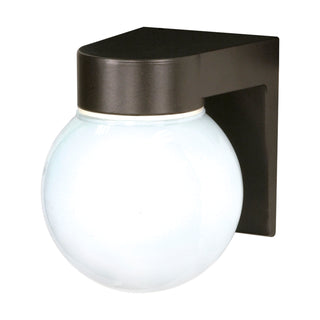 1 Light - 8" - Utility; Wall Mount - With White Glass Globe - Bronzotic Finish