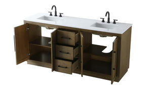 72 inch Double Bathroom Vanity in Hazel Oak
