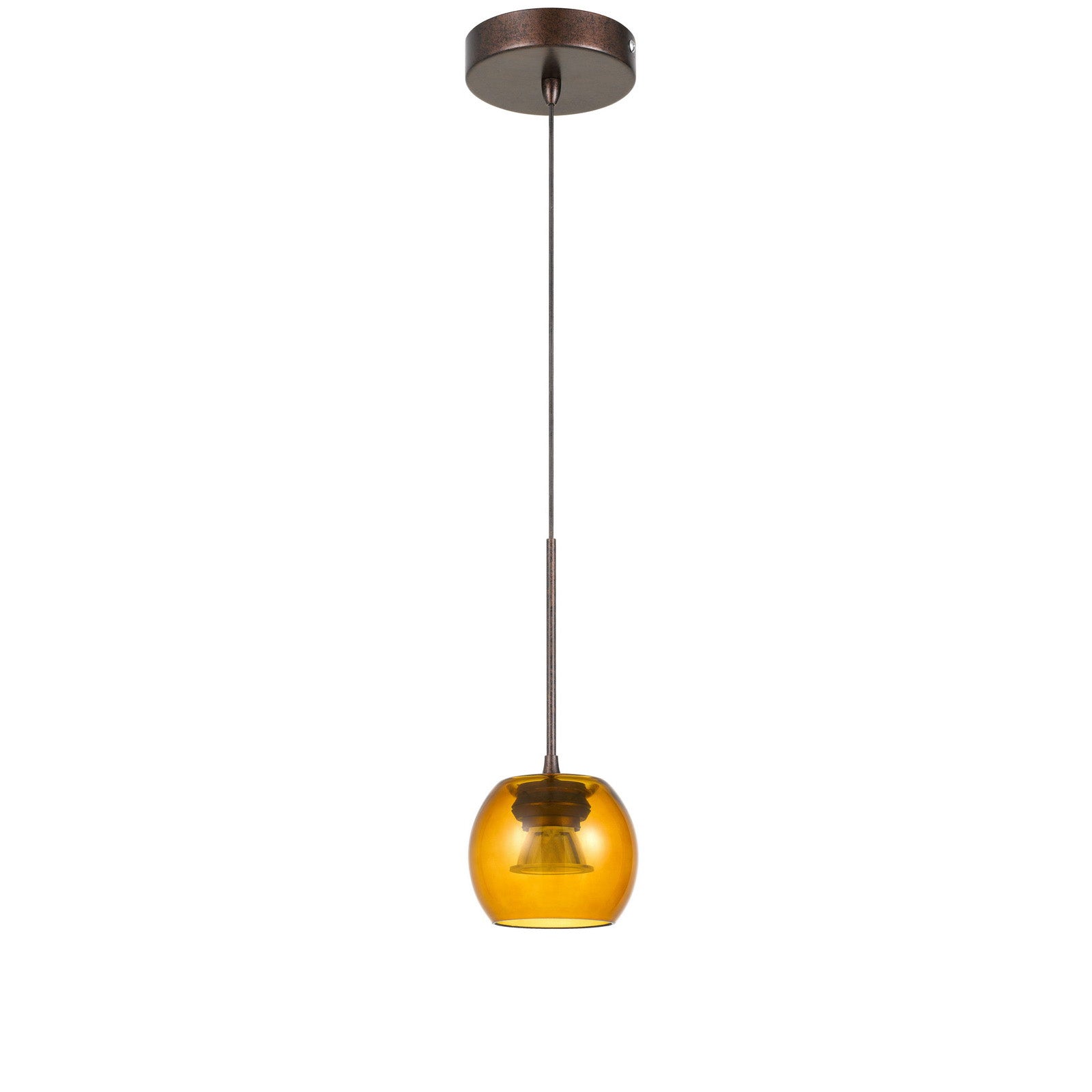 Ithaca Dimmable Led Glass Mini Pendant With Amber Glass