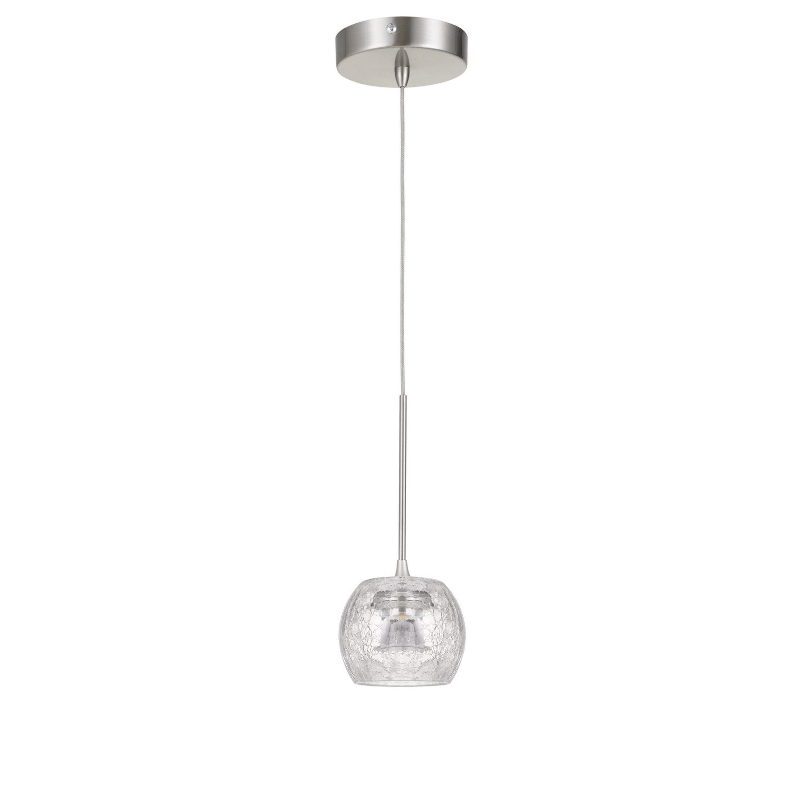 Ithaca Dimmable LED Glass Mini Pendant With Clear Crackle Glass