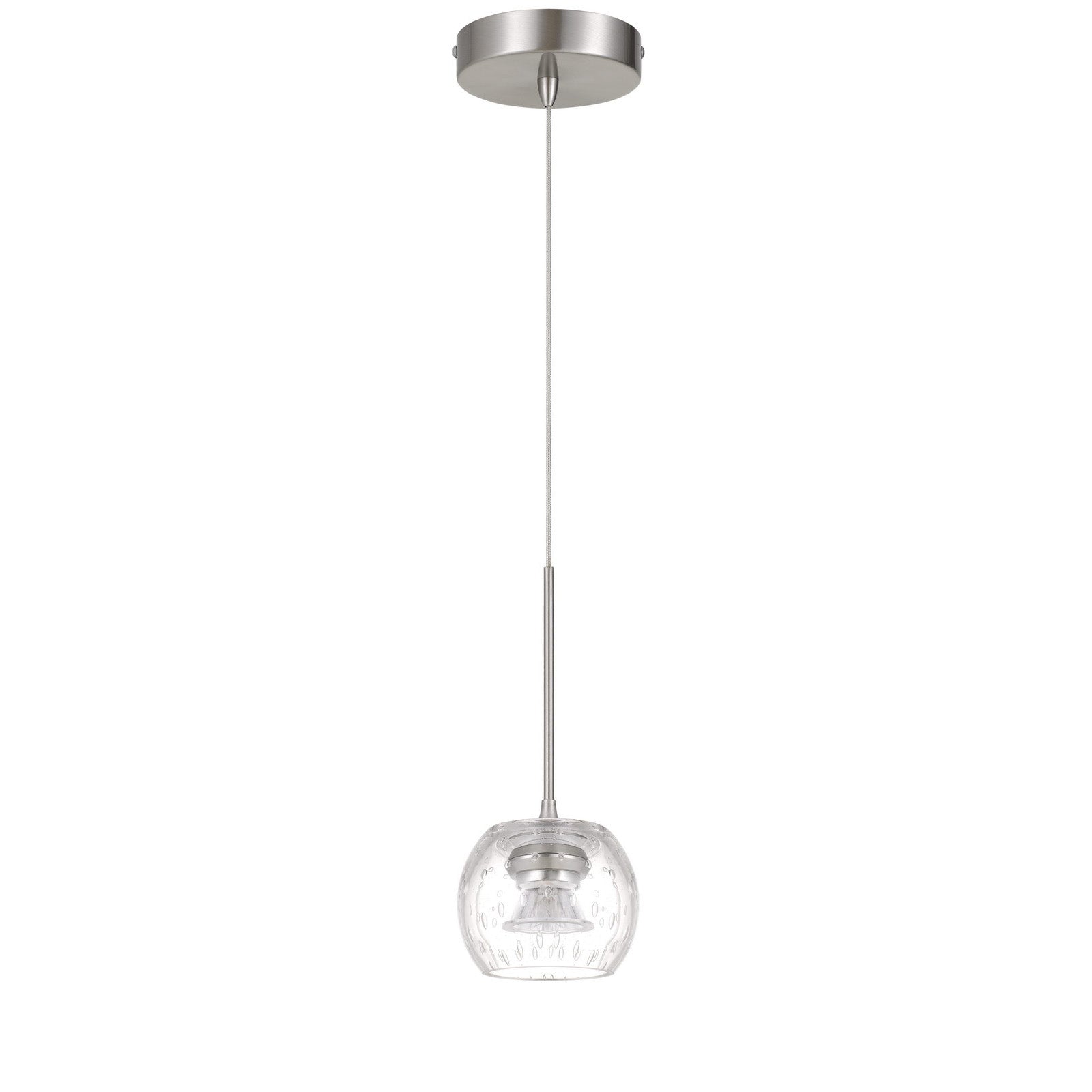 Ithaca Dimmable LED Mini Pendant With Clear Bubbled Glass