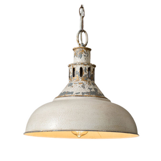 Distressed White Barn Farmhouse Pendant Light