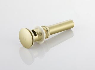 Pop-up bathroom sink drain with overflow in Brushed Gold