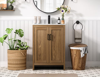 Finnley 24 inch Single Bathroom Vanity in Walnut Brown