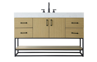 54 inch Single Bathroom Vanity in Honey Brown