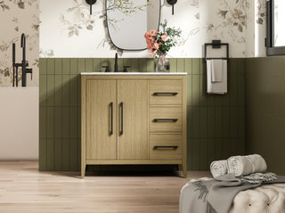 36 Inch Single Bathroom Vanity In  Honey Brown