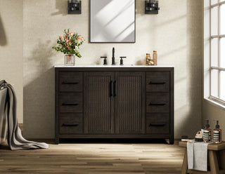 54 Inch Single Bathroom Vanity In Chocolate Oak