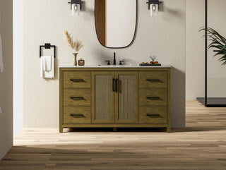 60 Inch Single Bathroom Vanity In Hazel Oak