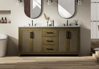72  Inch Double Bathroom Vanity In Hazel Oak