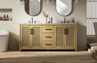 72  Inch Double Bathroom Vanity In Linen Oak