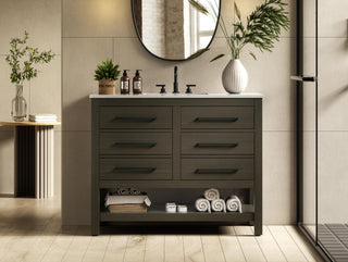 42 inch Single Bathroom Vanity in Mocha Brown