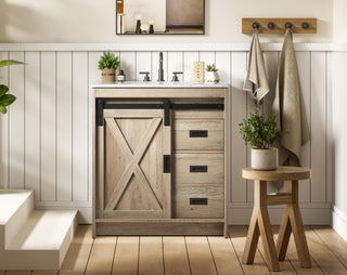 Austin 30 inch Single Bathroom Vanity in Natural Oak