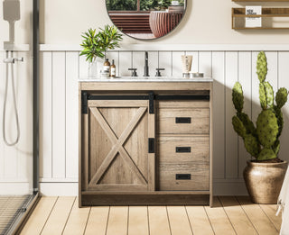 Austin 36 inch Single Bathroom Vanity in Natural Oak