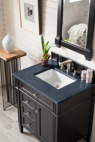 30 Inch Brittany Freestanding Vanity in Black Onyx / Charcoal Soapstone Top