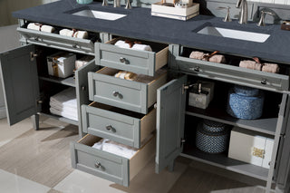 72 Inch Brittany Freestanding Vanity in Urban Gray / Charcoal Soapstone Top