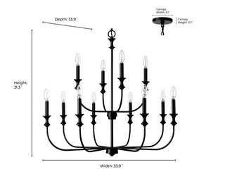 Savanne 12-Light Chandelier Ceiling Light Matte Black