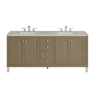 72 Inch Chicago Freestanding Vanity in Walnut Whisper / Victorian Silver Top