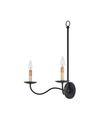 Saxon Double-Light Black Wall Sconce