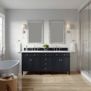 72 Inch Brittany Freestanding Vanity in Black Onyx / White Zeus Top