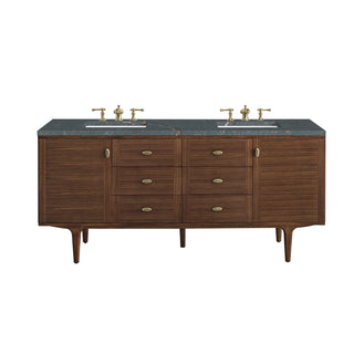 72 Inch Amberly Dual Mount Vanity in Mid-Century Walnut / Parisien Bleu Top