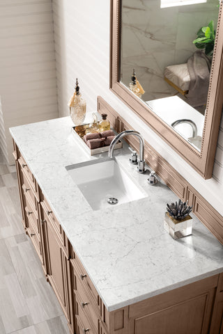 60 Inch Bristol Freestanding Vanity in Whitewashed Walnut / Eternal Jasmine Pearl Top