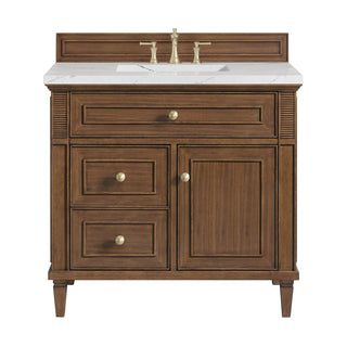 36 Inch Lorelai Freestanding Vanity in Mid-Century Walnut / Ethereal Noctis Top