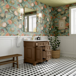 36 Inch Brookfield Freestanding Vanity in Pecan / White Zeus Top