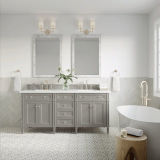 72 Inch Brittany Freestanding Vanity in Urban Gray / White Zeus Top