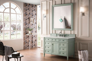 48 Inch Brittany Freestanding Vanity in Sage Green / White Zeus Top