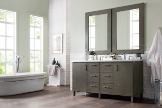60 Inch Metropolitan Dual Mount Vanity in Silver Oak / Carrara White Top