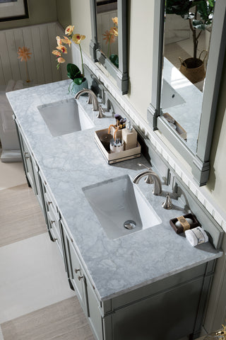 72 Inch Brittany Freestanding Vanity in Urban Gray / Carrara White Top