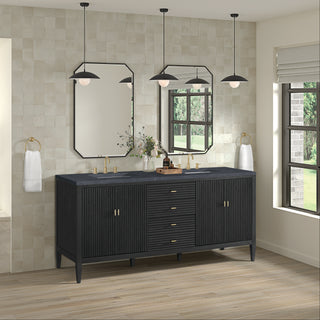 72 Inch Myrrin Freestanding Vanity in Carbon Oak / Charcoal Soapstone Top