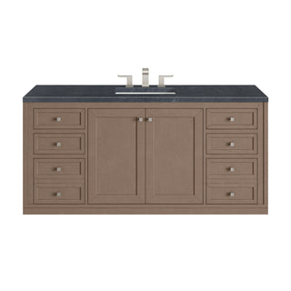 60 Inch Chicago Freestanding Vanity in Walnut Whisper / Charcoal Soapstone Top