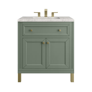 30 Inch Chicago Freestanding Vanity in Smokey Celadon / Eternal Jasmine Pearl Top