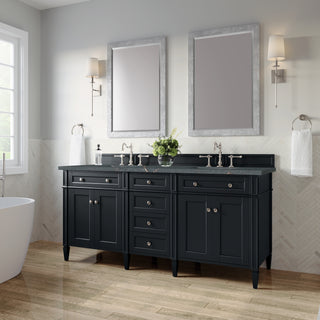 72 Inch Brittany Freestanding Vanity in Black Onyx / Parisien Bleu Top