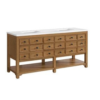 72 Inch Malibu Freestanding Vanity in Amber Birch / White Zeus Top