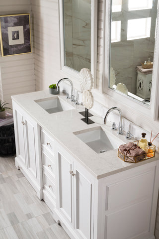 73.25 Inch De Soto Freestanding Vanity in Bright White / Eternal Jasmine Pearl Top