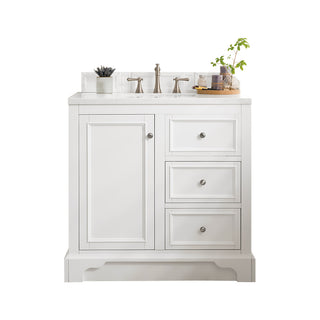 37.25 Inch De Soto Freestanding Vanity in Bright White / White Zeus Top