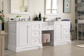 96.5 Inch De Soto Freestanding Vanity in Bright White / White Zeus Top