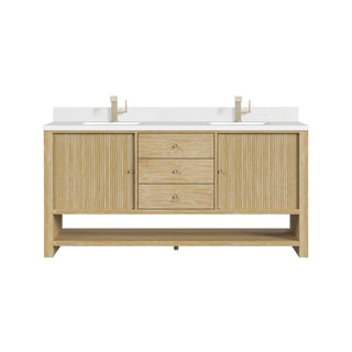 72 Inch Marigot Freestanding Vanity in Sunwashed Oak / White Zeus Top