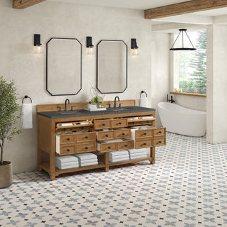 72 Inch Malibu Freestanding Vanity in Amber Birch / Parisien Bleu Top