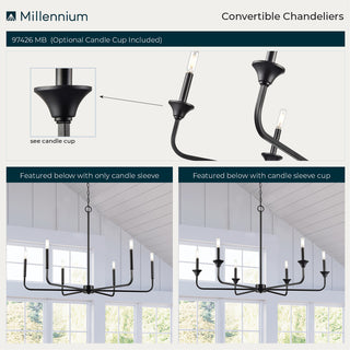 Herring 6-Light Chandelier Ceiling Light Matte Black