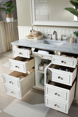 48 Inch Bristol Freestanding Vanity in Bright White / Carrara White Top