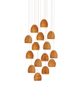 Beehive 15-Light Round Multi-Drop Pendant