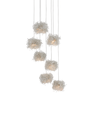 Birds Nest 7-Light Round Multi-Drop Pendant