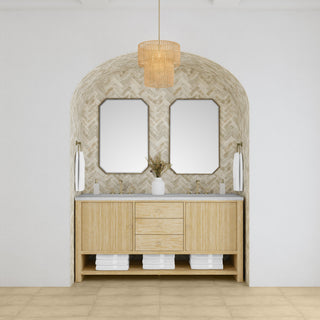 72 Inch Marigot Freestanding Vanity in Sunwashed Oak / Arctic Fall Top